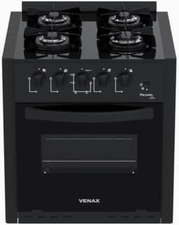 Fogao de Embutir 4 Bocas Venax Picasso Line Preto Fosco Gas Glp