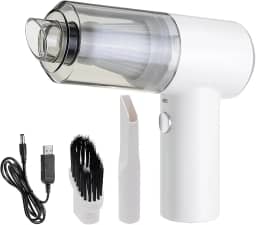 Aspirador de Pó e Soprador 2 em 1 - Portátil - Multifuncional Sem Fio Recarregável USB Ideal Para Limpeza de Carro, Sala, Cozinha, Quarto, Banheiro, Escritório (Branco)