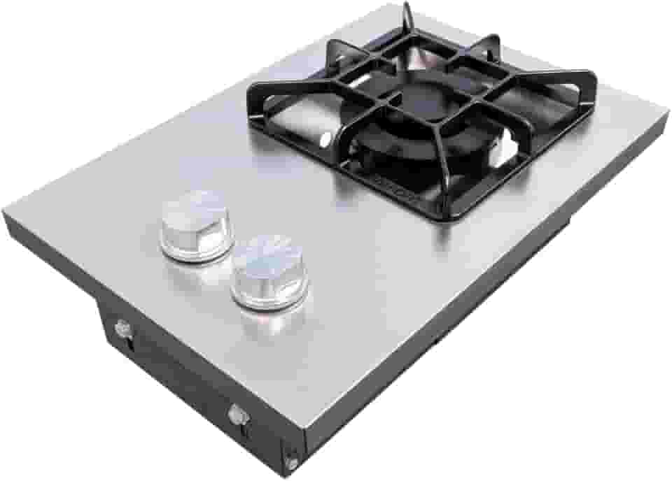 SeveSort Grill Cooktop a Gás Industrial de Embutir, Inox, Grelha 20x20 cm, Queimadores Duplos (Cooktop 1 Boca)