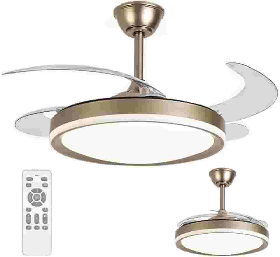 Ventilador de Teto Grande Retratil Lampada Led 3 em 1 Lustre Controle Remoto Potente Casa Quarto Recepçao Silencioso