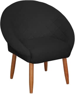 Poltrona Cadeira para Recepção sala de estar Sala de Leitura resistente reforçada tecido veludo pés madeira MOBLAN decor (1, Preto)