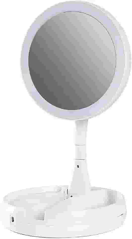 ESPELHO DE AUMENTO 10X COM LUZ DE ILUMINAÇÃO LED DE MESA DOBRAVEL E ARTICULAVEL PARA MAQUIAGEM CAMARIM BARBEAR