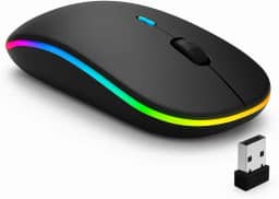Mouse Sem Fio Recarregável Wireless Bluetooth Optico Led Rgb Colorido Ergonômico Usb 2.4 Ghz Notebook Computador Pc Desktop Linha Premium - Cores Sortidas