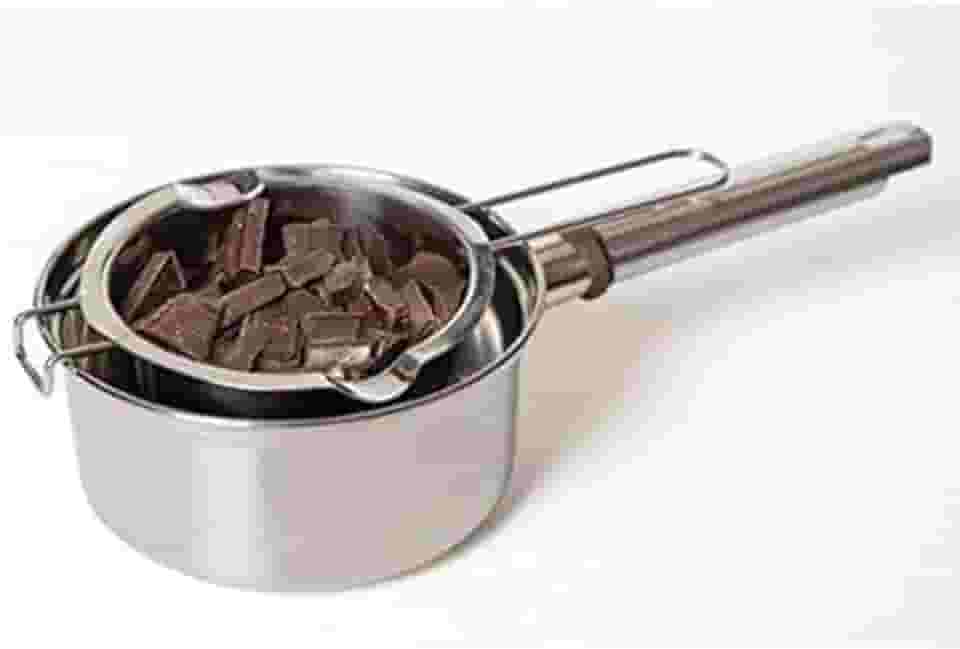 Mini Panela Banho Maria Aço Inox 11cm, 480ml, Prata, Sem Revestimento, sem tampa, para Derreter Manteiga, Queijo, Caramelo, Chocolate, Doces, Cera, etc.