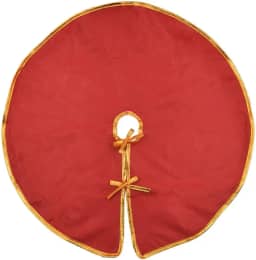 Saia para Árvore de Natal, 60 cm de Diâmetro, Decoração Natalina, Enfeite, P/Base, Design Sofisticado (Saia P/Árvore de Natal Feltro Vermelha C/Dourado)