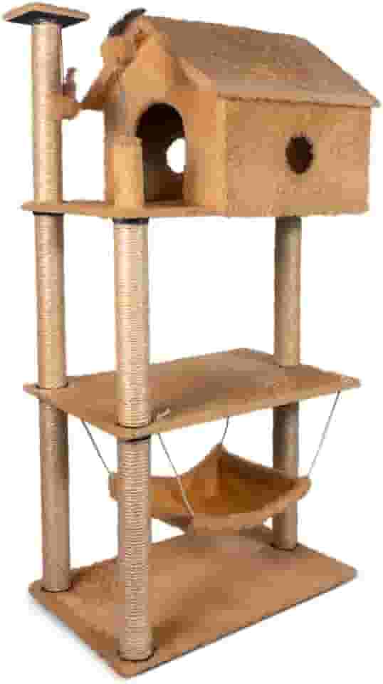 Arranhador Casa para Gatos 3 andares com rede e brinquedos Cat Veneza (Bege)
