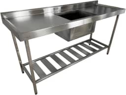 Pia Aço Inox Industrial 180X60X90cm E Cuba 50x40x30cm