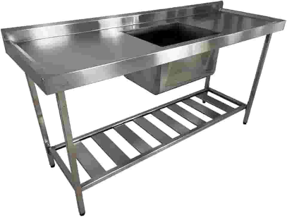 Pia Aço Inox Industrial 180X60X90cm E Cuba 50x40x30cm