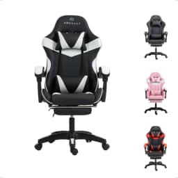 Cadeira Gamer Escritório Arcalli Ergonômica Profissional Descanso de Pernas (Branco)