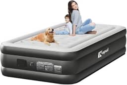 Colchão de Ar Queen Size Premium, Inflável Portátil com Bomba de Lítio Embutida, Cama de Ar para Camping e Casa (Solteiro)