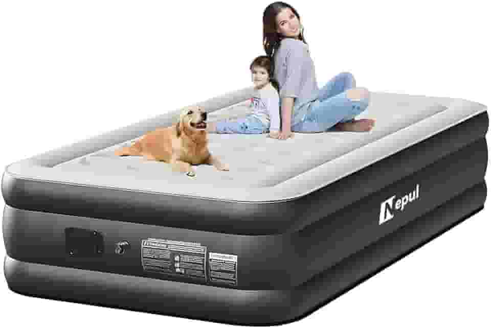 Colchão de Ar Queen Size Premium, Inflável Portátil com Bomba de Lítio Embutida, Cama de Ar para Camping e Casa (Solteiro)