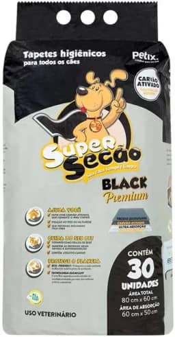 Tapete Higiênico Cães Super Secão Black Premium C/30 Unidades