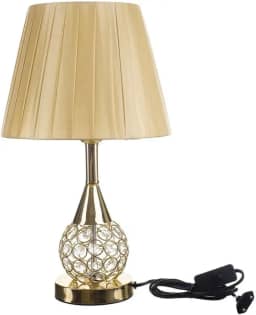 Abajur Luminaria Decorativo Quarto Sala Criado Mudo Cristal Com Led 42cm (DOURADO)