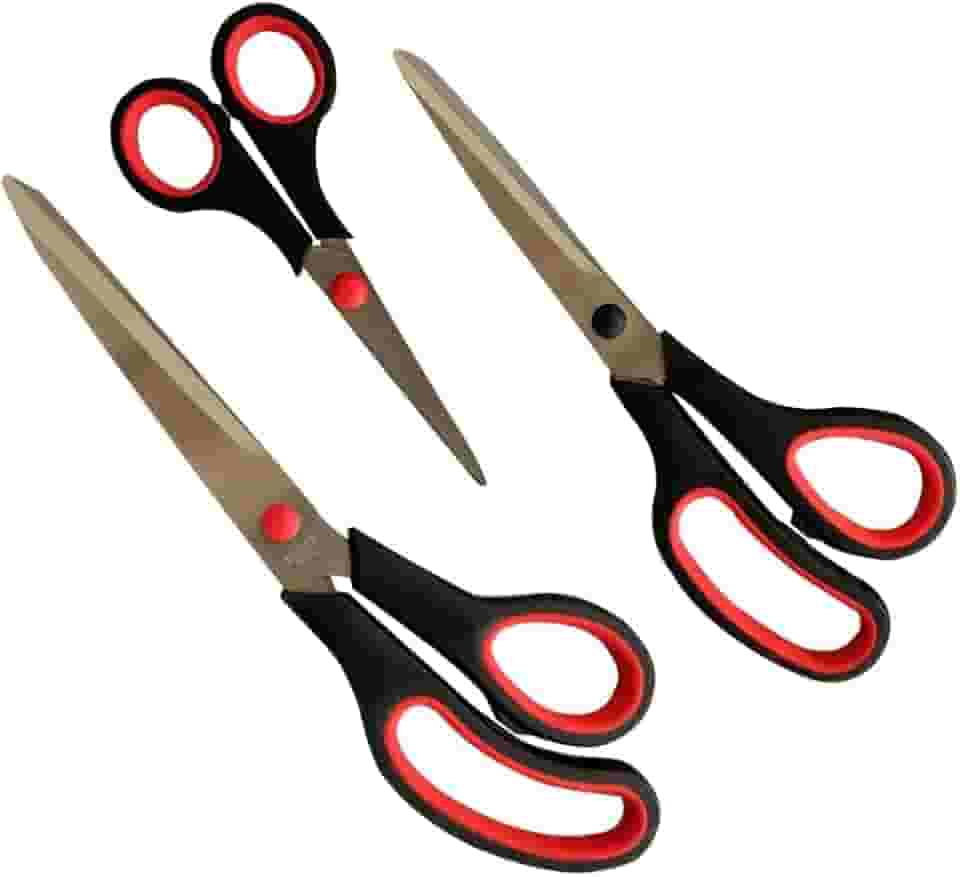 Kit Tesouras 3 Peças Preto – Lâmina 7,5″ + 5,5″ + 5″ – Corte Preciso, Diversos Usos Cores variadas