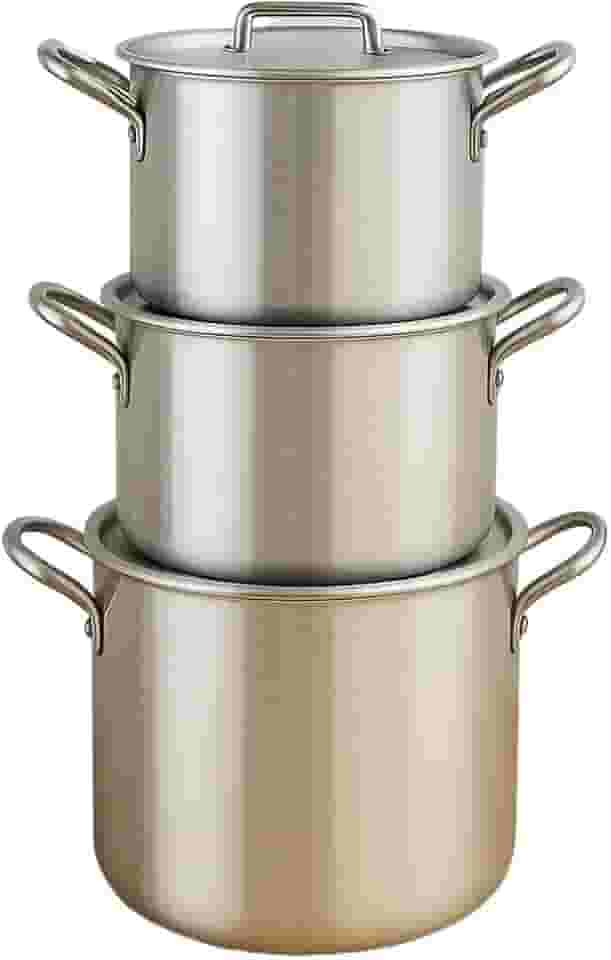 Kit 3 Caçarolas de Alumínio Polido com Tampa – 4,5L 5L 7L | Panelas Reforçadas 3mm para Feijoada, Sopas e Caldos