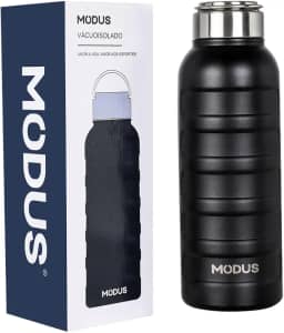 MODUS Garrafa de Água Térmica Esportiva Academia Isolada a Vácuo Aço Inox 1000ML (Preto)