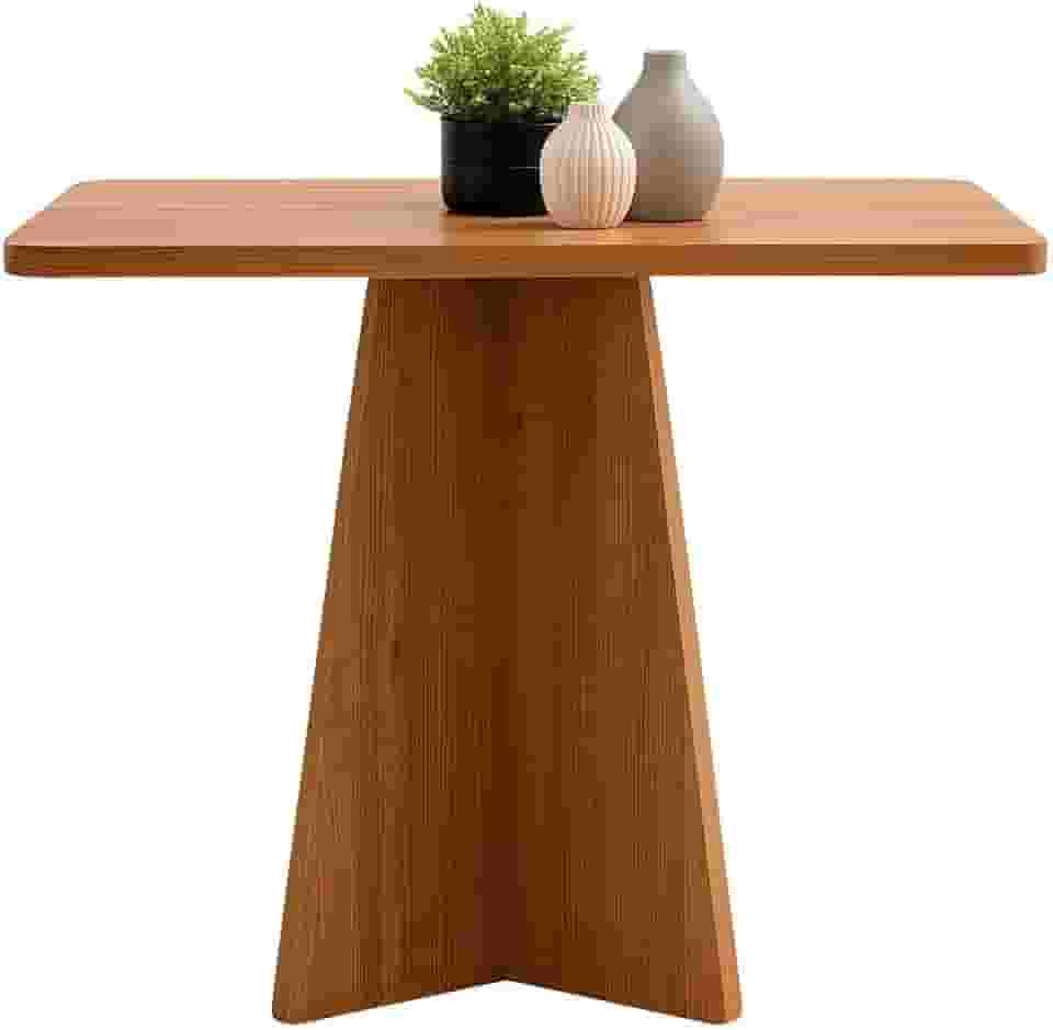 Mesa Quadrada de Madeira Maciça 80x80 Freijó -Base Central Moderna e Design Sofisticado - Jantar, Cozinha