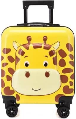 Mala de Viagem Infantil 3D | Bagagem de Bordo Divertida com Rodinhas 360° e Cadeado de Segurança - Modelo: Girafa