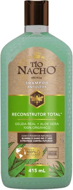 Tio Nacho Reconstrutor Total Shampoo Antiqueda, Elimina Danos No 1º Uso, Protege Contra Futuros, Cabelos Mais Fortes E Resistentes, Hidratação 24H, Crescimento Capilar, Reparador De Pontas 415Ml