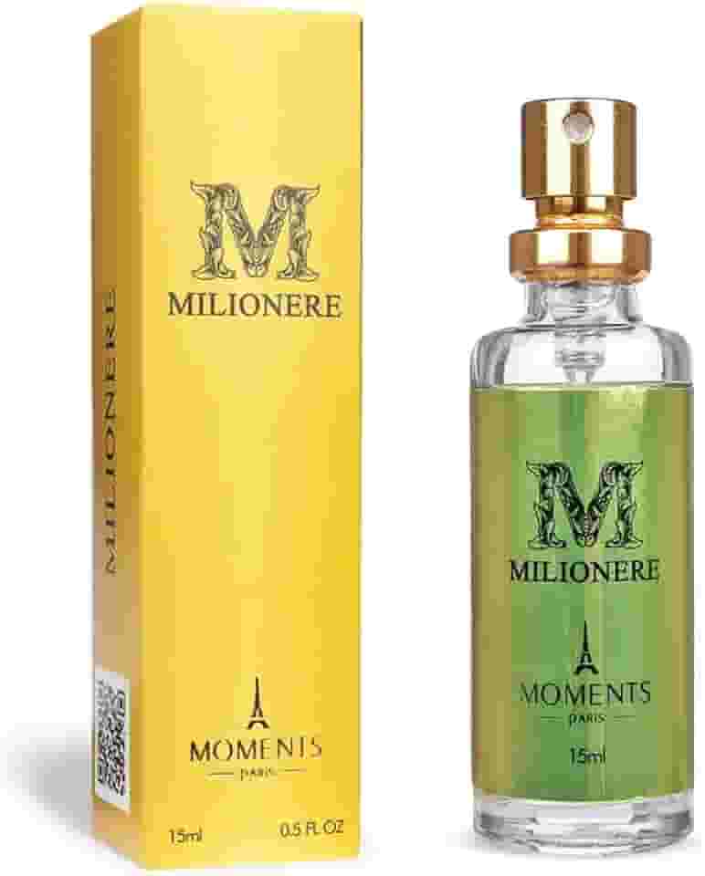 Perfume de Bolso Masculino MILIONERE 15ml Moments Paris Fragrância Amadeirado Especiado Oriental Noite Parfum Longa Duração Alta Fixação EDP Projeção Spray Presente Mini Frasco Homem Sofisticado Sedutor