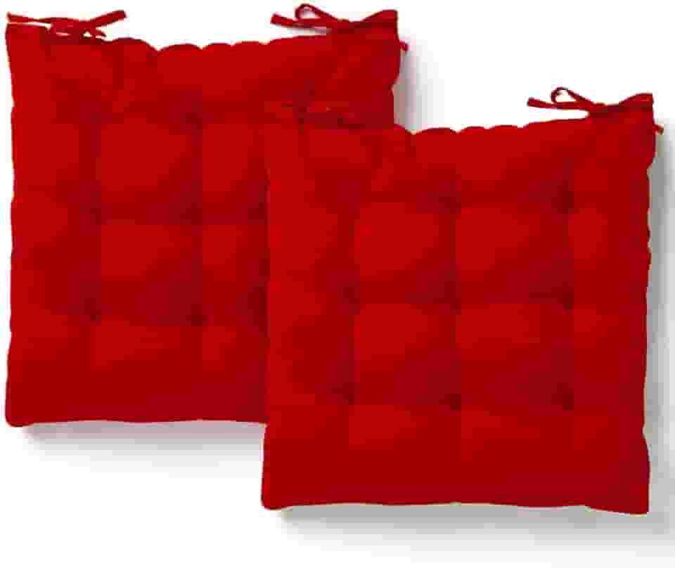 Kit 2 Almofadas Assento Cadeira Futton Futon 40x40cm Cores Diversas 100% Poliéster (Vermelho)