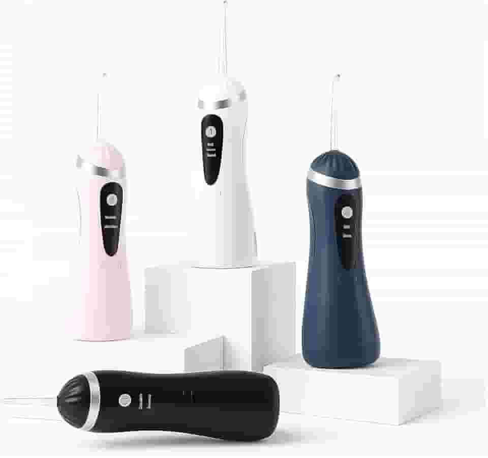 Irrigador Oral Portátil, Limpeza Profunda Dental, Jato D'água Ultrassônico 360° (Preto)