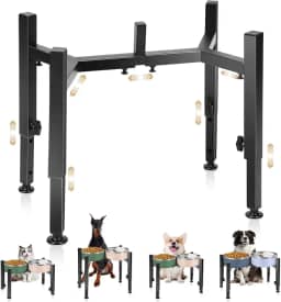 Tigelas Ajustáveis para Cães com Suporte Elevado, Comedouro Elevado para Cães, 21.5 a 37 cm de Altura, 18 a 28 cm de Largura, Comedouro Elevad0o, Comedouros, Bebedouros e Acessórios para Cã es