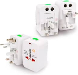 Kit 2 Adaptador Tomada Universal Padrão Internacional 150 Países Viagem Bivolt Para Viagens EUA Europa Ásia UK Reino Unido Brasil Argentina Original