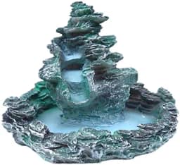 Fonte agua cascata média esverdeada em resina 01023