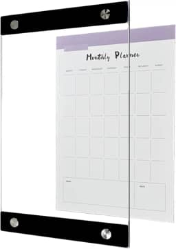 TORASO Quadro de vidro apagável a seco para parede, quadro branco de acrílico de vidro transparente de camada dupla, tamanho A4, 34,5 cm x 21,1 cm, papéis para pendurar em casa, escritório, escola