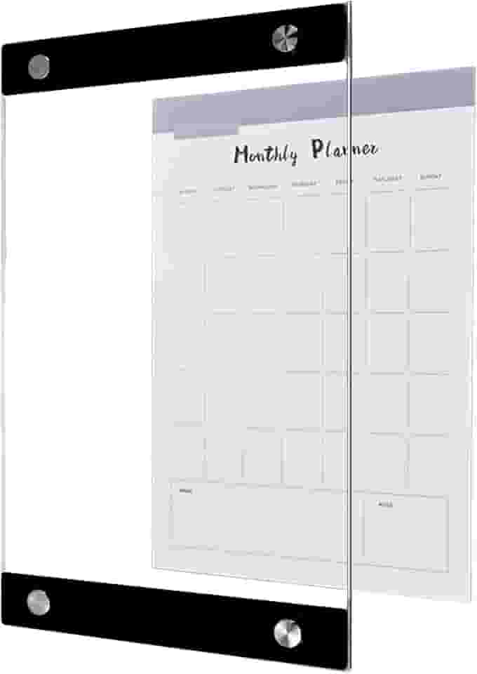 TORASO Quadro de vidro apagável a seco para parede, quadro branco de acrílico de vidro transparente de camada dupla, tamanho A4, 34,5 cm x 21,1 cm, papéis para pendurar em casa, escritório, escola