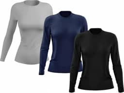 Kit 3 Camisetas Térmicas Femininas Manga Longa Proteção UV 50 Poliéster