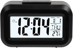 Mini Despertador Digital com Luz Noturna e Função Soneca – Compacto, Silencioso e Ideal para Viagem ou Mesa de Cabeceira (Preto)