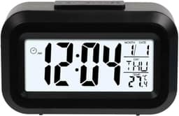 Mini Despertador Digital com Luz Noturna e Função Soneca – Compacto, Silencioso e Ideal para Viagem ou Mesa de Cabeceira (Preto)