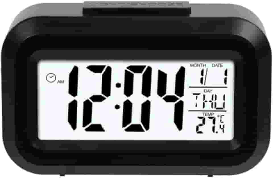 Mini Despertador Digital com Luz Noturna e Função Soneca – Compacto, Silencioso e Ideal para Viagem ou Mesa de Cabeceira (Preto)