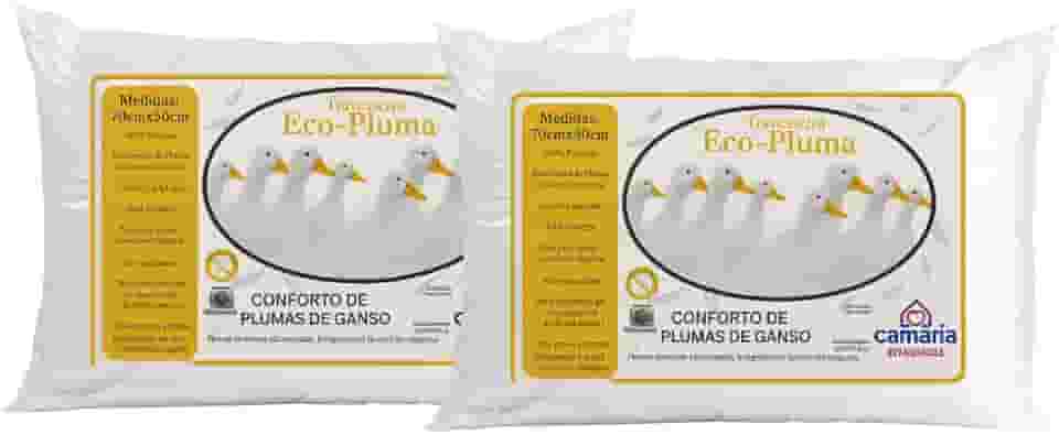 Kit Travesseiro Penas Plumas Ganso Percal 400 Fios Antialérgico 70cm x 50cm (02)