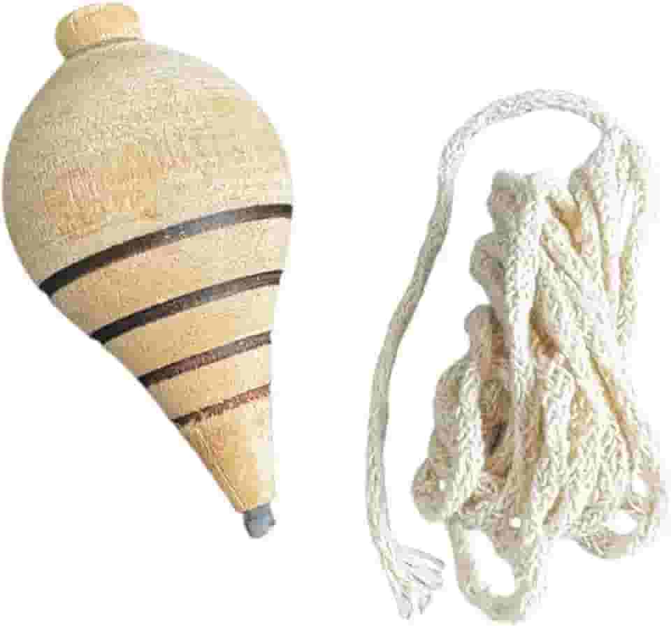 Kit 2 Pião De Madeira Artesanal Brinquedo Antigo + Fieira