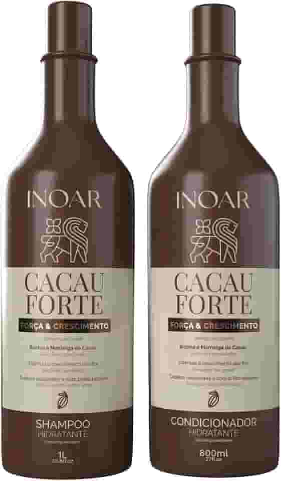 Inoar, Cacau Forte, Kit Shampoo 1L + Condicionador 800ml, Crescimento Saudável e Hidratação Intensa, Biotina e Manteiga de Cacau, Para Cabelos Enfraquecidos e Quebradiços