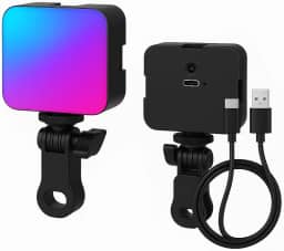 Luz LED RGB Portátil Recarregável Clip-On para Celular, Notebook, Webcam, Vídeos, Lives, Selfies, Reuniões, Iluminação Profissional com 3 Níveis de Brilho e 9 Cores Ajustáveis