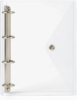 Caderno Fichário Pasta Organizadora 4 Argolas Transparente Fechamento com Botão