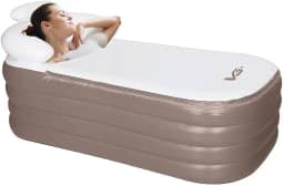 VG PLUS, Banheira Ofurô Inflável Adulto Dobrável 120l Com Bomba Elétrica Bivolt Vg Plus Champanhe