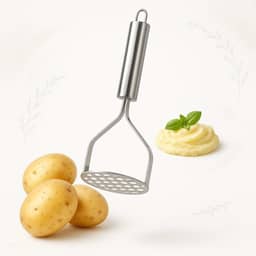 Amassador De Batata Aço Inoxidável Design Premium Pendurável Legumes Feijão Purê Frutas Mandioca Resistente Inox Moderno Ergonômico Resistente Profissional