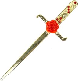 Athame Metal Dourado Brilhante Rosa Vermelha 16,50 cm
