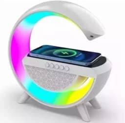 Luminária Smart Station 3 em 1 com Bluetooth, Carregador Sem Fio, Som Hi-Fi, Projeção RGB e Despertador Sunrise Wake-up