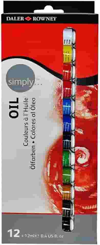 DALER ROWNEY Simply, Tinta Oleo Bisnagas de 12ml, 12 Cores