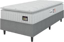Cama Box Colchão Solteiro Espuma D33 Vangogh 88x188x67cm Branco/Cinza Hellen - Suporta até 120kg por Pessoa