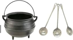 Kit Caldeirão Extramil Tripé De Ferro 1,0 Litro + Jogo De Talheres Alumínio