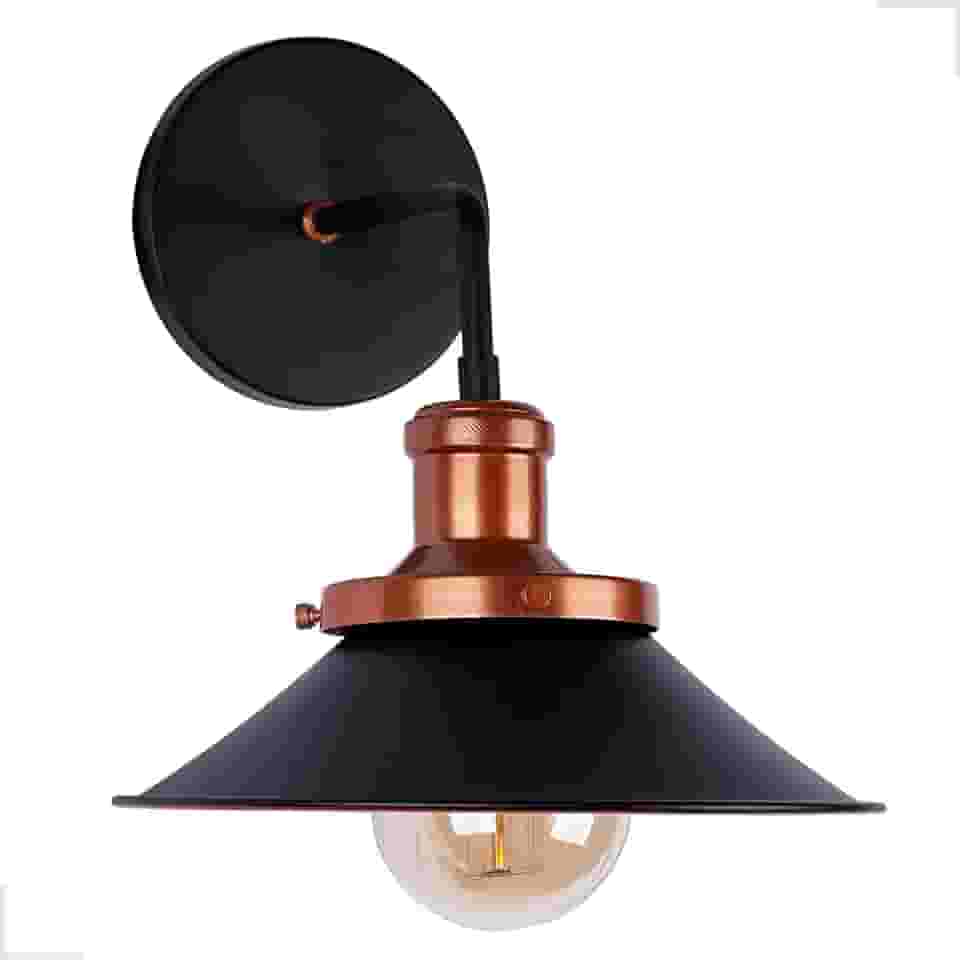 Arandela Luminária Externa Parede Muro Alumínio Moderno Rústico Cobre Slim Soquete E27 Embutir Lâmpada Luz Lustre Retro Colonial 110V 220V Melbourne (Preto)