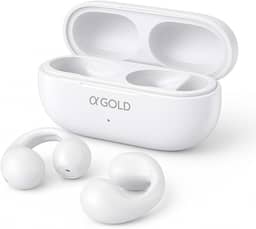 Fone Bluetooth Esportivo Condução Óssea BT33 – Open-Ear Sem Fio, Bluetooth 5.3, Earcuffs para Corrida, Resistente à Água, Compatível com iOS e Android (BRANCO)