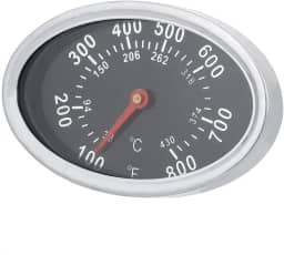 Termômetro de tampa, termômetro oval de aço inoxidável de 38 °C a 430 ℃ para churrasqueira para churrasqueira, medidor de temperatura, indicador de calor, substituição, 7,4 x 4,7 x 3,4 cm